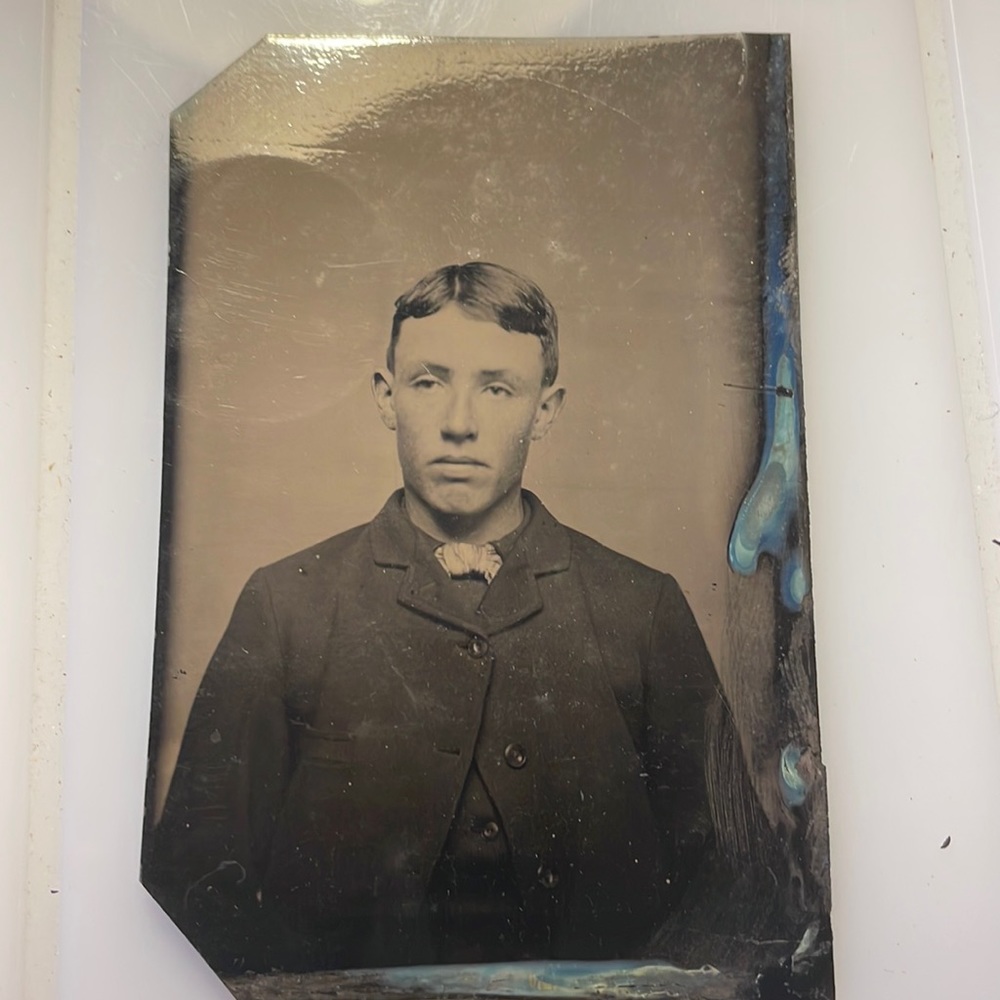 Victorian tintype portrait of young man